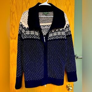Navy and cream soft warm sweater.